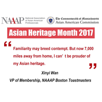 AAPI Heritage Month - Xinyi Wan, an active member of NAAAP’s Toastmasters Club, found her own way to live in America and learned something new from her new life!