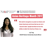 Asian Heritage Month - NAAAP Boston scholarship awards winner Lily Tang  shares her thoughts on issues of race and ethnicity that Asian Americans face today