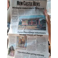 Friends of Tonga is on the front page of the New Castle News!