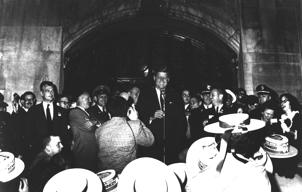 John F. Kennedy speaking at the University of Michigan, October 1960