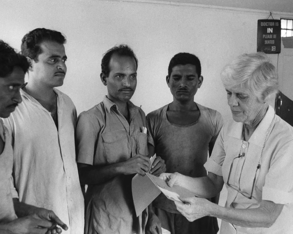 Lillian Carter with medical staff in India