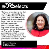 DRSelects: Rachel Cooper, DRS President, on the first DRS Conference and the Development of Design Research