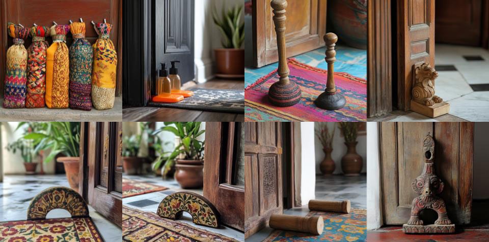 Image Caption: Generative AI responses to doorstops in an Indian Households